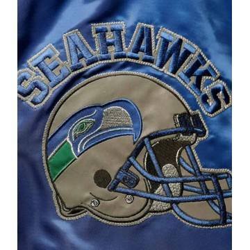 Locker Room Seattle Seahawks Throwback Navy & Neon Green Satin Jacket Locker Room Seattle Seahawks Throwback Navy & Neon Green Satin Jacket