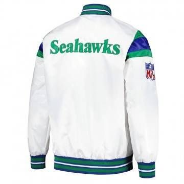 White Seattle Seahawks The Power Forward Satin Jacket White Seattle Seahawks The Power Forward Satin Jacket