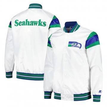 Seattle Seahawks Midweight White Satin Jacket Seattle Seahawks Midweight White Satin Jacket