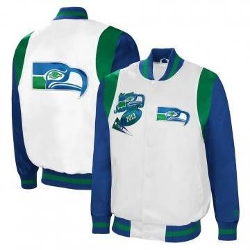 Retro The All-American Seattle Seahawks White & Royal Jacket