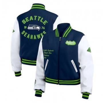 Navy/White Seattle Seahawks Varsity Full-Zip Jacket