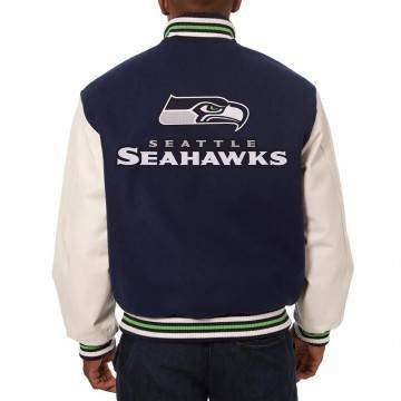 Varsity Seattle Seahawks Blue & White Two-Tone Jacket Varsity Seattle Seahawks Blue & White Two-Tone Jacket