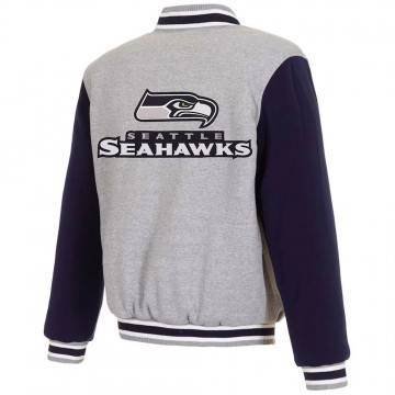 Seattle Seahawks Varsity Gray & Navy Wool Jacket