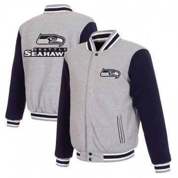 Seattle Seahawks Varsity Gray & Navy Wool Jacket