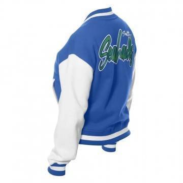 Seattle Seahawks Throwback Royal & White Fleece Jacket