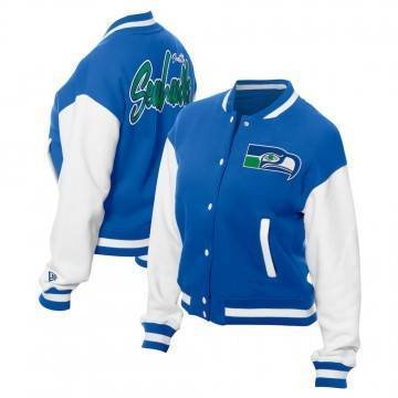 Seattle Seahawks Throwback Royal & White Fleece Jacket