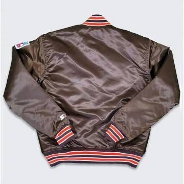 Brown 90’s Cleveland Browns Bomber Satin Jacket