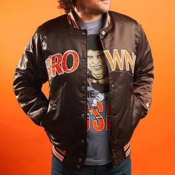 Brown 90’s Cleveland Browns Bomber Satin Jacket