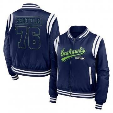 Seattle Seahawks Navy Bomber Full-Zip Jacket