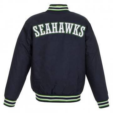 Seattle Seahawks Varsity Navy Blue Cotton Jacket Seattle Seahawks Varsity Navy Blue Cotton Jacket