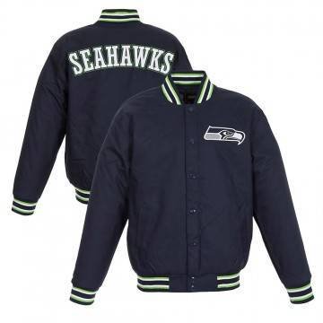 Seattle Seahawks Varsity Navy Blue Cotton Jacket Seattle Seahawks Varsity Navy Blue Cotton Jacket