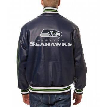 Varsity Seattle Seahawks Navy Blue Leather Jacket Varsity Seattle Seahawks Navy Blue Leather Jacket
