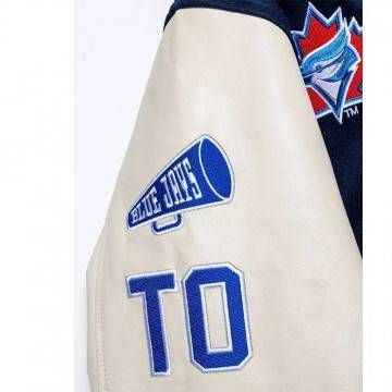 Toronto Blue Jays Patch Navy & Cream Letterman Jacket