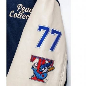 Toronto Blue Jays Patch Navy & Cream Letterman Jacket