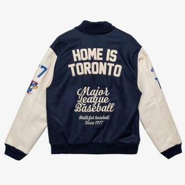 Toronto Blue Jays Patch Navy & Cream Letterman Jacket