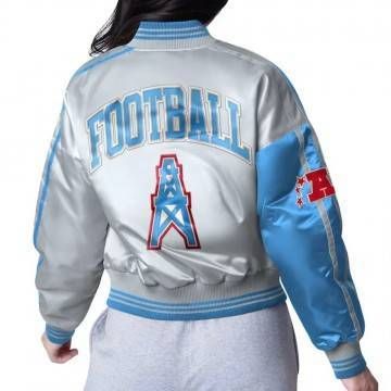 Houston Oilers Zone Blitz Light Blue & Silver Jacket