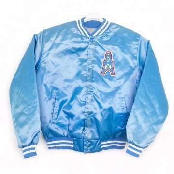 Houston Oilers 80s Light Blue Satin Jacket