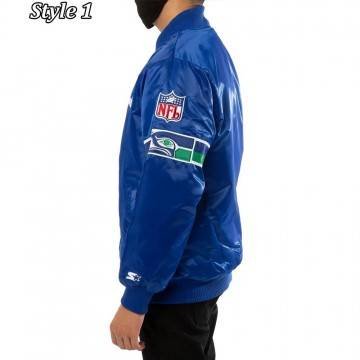 Seattle Seahawks 80s Bomber Blue Satin Jacket Seattle Seahawks 80s Bomber Blue Satin Jacket