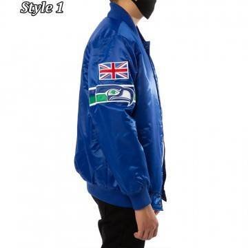 Seattle Seahawks 80s Bomber Blue Satin Jacket Seattle Seahawks 80s Bomber Blue Satin Jacket