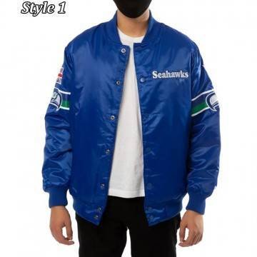 Seattle Seahawks 80s Bomber Blue Satin Jacket Seattle Seahawks 80s Bomber Blue Satin Jacket