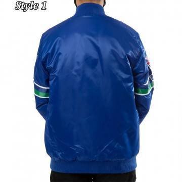 Seattle Seahawks 80s Bomber Blue Satin Jacket Seattle Seahawks 80s Bomber Blue Satin Jacket