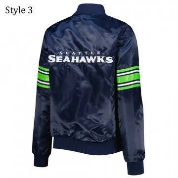 College Seattle Seahawks Prime Time Navy Satin Jacket