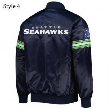 College Seattle Seahawk Prime Time Navy Blue Satin Jacket