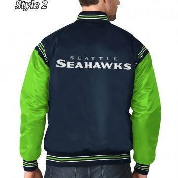 Starter Seattle Seahawk Blue and Neon Green Jacket