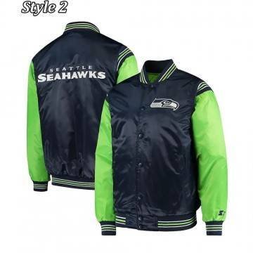 Starter Seattle Seahawk Blue and Neon Green Jacket