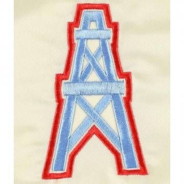 Cream Houston Oilers Line Up Satin Jacket