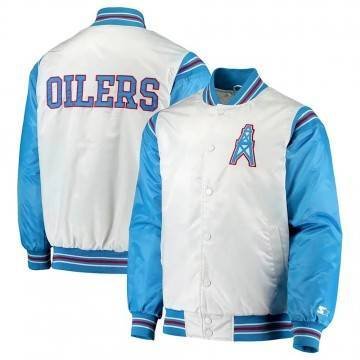 White/Light Blue Houston Oilers Historic Logo Renegade Jacket White/Light Blue Houston Oilers Historic Logo Renegade Jacket