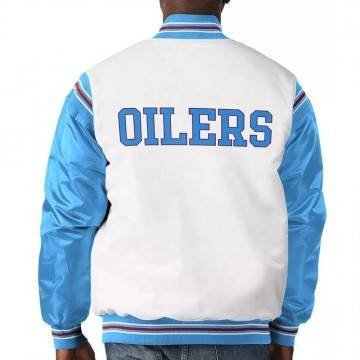 White/Light Blue Houston Oilers Historic Logo Renegade Jacket White/Light Blue Houston Oilers Historic Logo Renegade Jacket