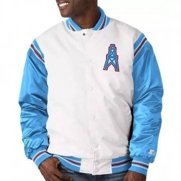 White/Light Blue Houston Oilers Historic Logo Renegade Jacket White/Light Blue Houston Oilers Historic Logo Renegade Jacket