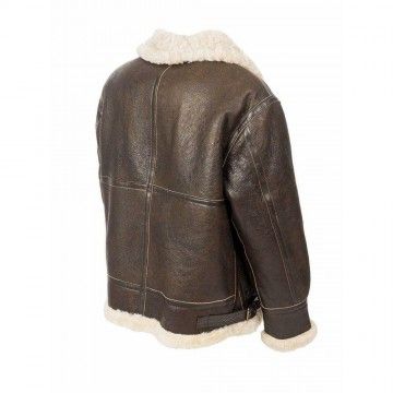 Men's B3 Aviator RAF Real Shearling Brown Sheepskin Leather Flight Bomber Jacket