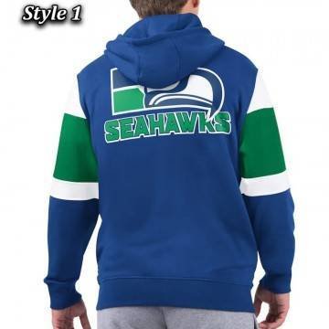 Seattle Seahawks Extreme Logo Hoodie Royal Blue Full-Zip Sweatshirt