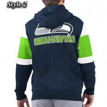 Seattle Seahawks Extreme Logo Hoodie Navy Blue Full-Zip Sweatshirt