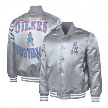 Houston Oilers Adaptive Team Graphic Varsity Satin Jacket