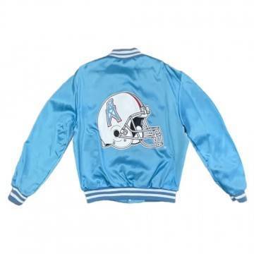 90s Houston Oilers Light Blue Satin Jacket