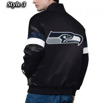 Seattle Seahawks Triple Option Varsity Satin Jacket Seattle Seahawks Triple Option Varsity Satin Jacket