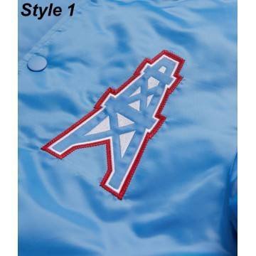 Bomber Houston Oilers Light Blue Satin Jacket Classic NFL Style