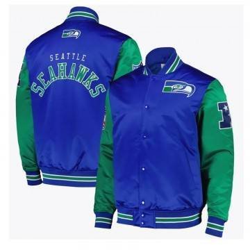 Seattle Seahawks Heavyweight Royal & Green Satin Jacket
