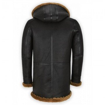 Men's Black Leather Sheepskin Duffle Shearling Coat Men's Black Leather Sheepskin Duffle Shearling Coat