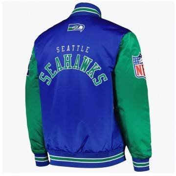Seattle Seahawks Heavyweight Royal & Green Satin Jacket