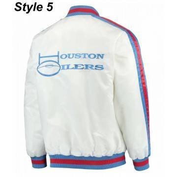 Bomber Houston Oiler White Satin Jacket Bomber Houston Oiler White Satin Jacket