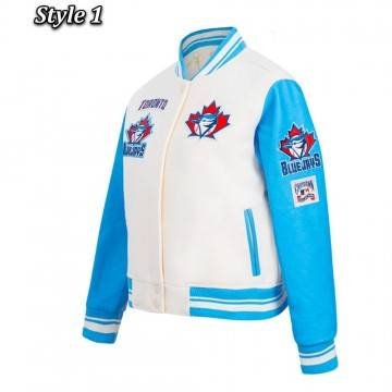 Retro Classic Rib Toronto Blue Jays White Varsity Jacket