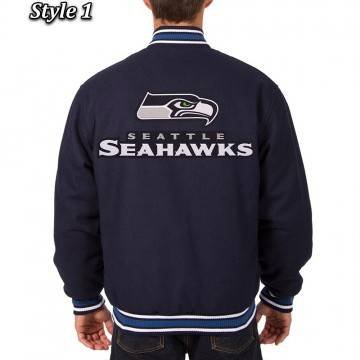 Seattle Seahawks Bomber Navy Blue Wool Jacket Seattle Seahawks Bomber Navy Blue Wool Jacket