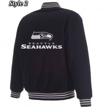 Seattle Seahawks Bomber Navy Wool Jacket