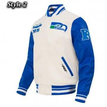 Retro Seattle Seahawks White Varsity Jacket