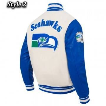 Retro Seattle Seahawks White Varsity Jacket