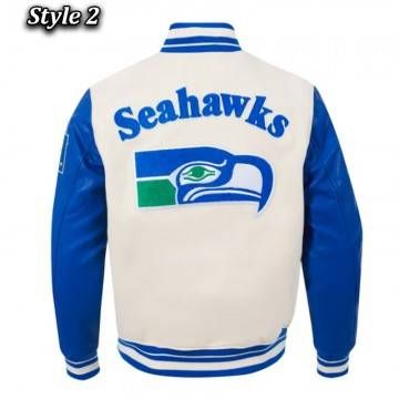 Retro Seattle Seahawks White Varsity Jacket